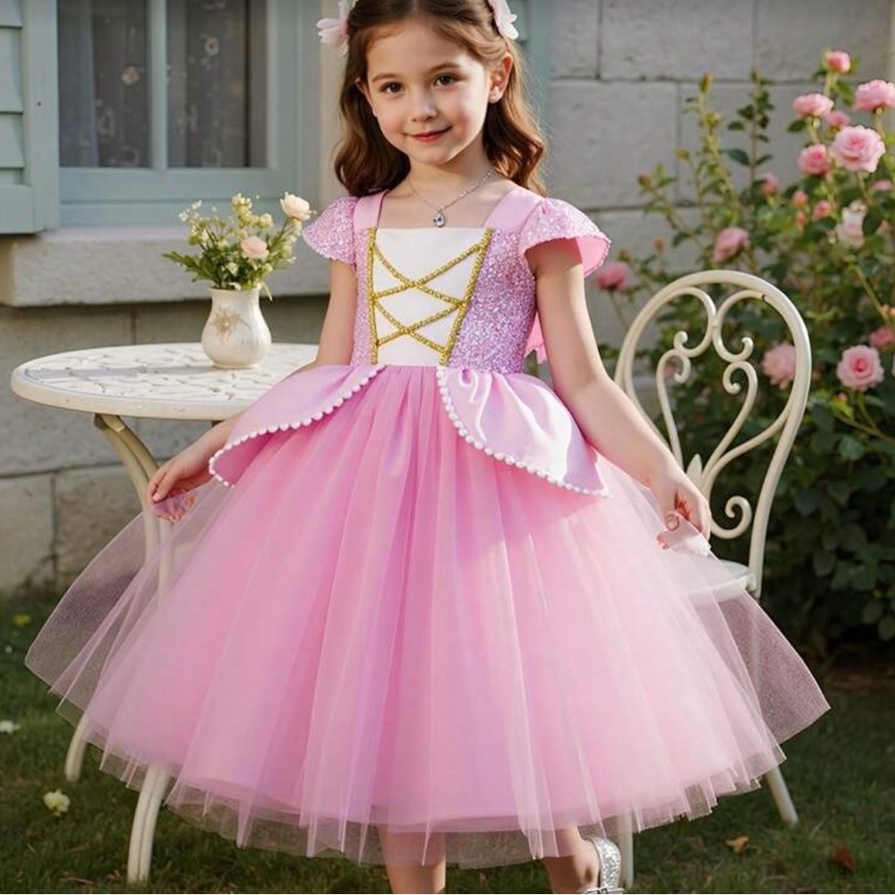 Girls' Pink Princess Tulle Dress